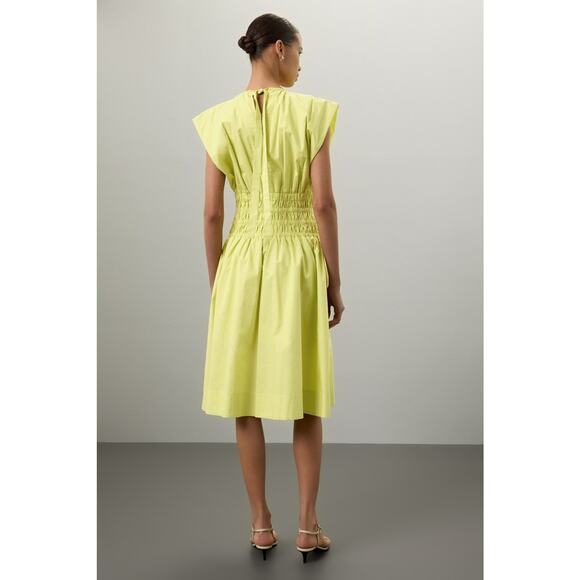 EDUN CHOI X RTR Neon Green 100% Cotton Scoop Neck Poplin Midi Dress Size 2 - Picture 2 of 15